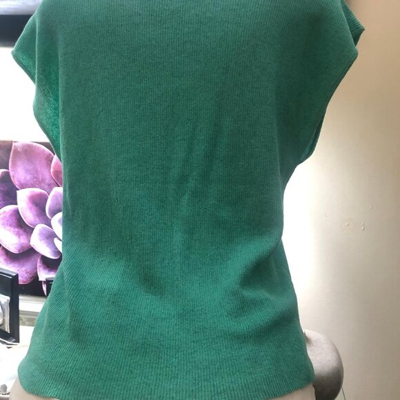 POLES MAISON MONTAGUT blouse aqua green sz Small S Viscose Linen Stretch - Picture 4 of 10